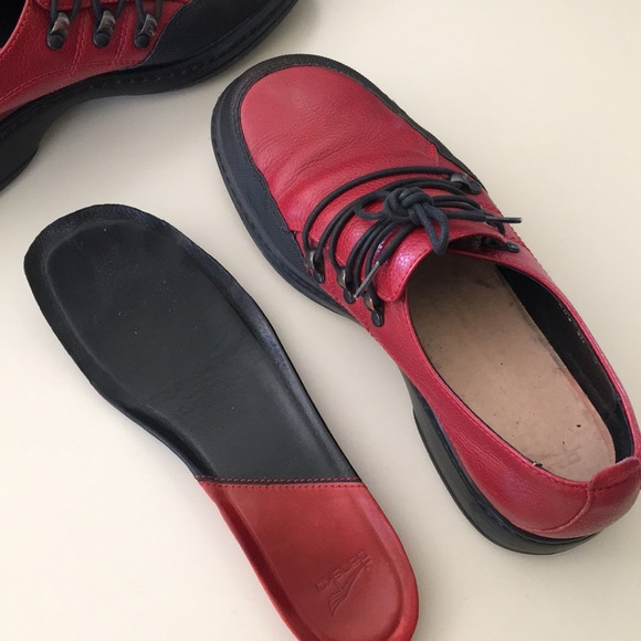 Dansko Red and Black tie-up Walking Shoes - Picture 13 of 16